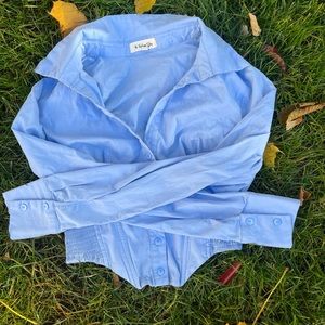 Light Blue Button-up Corset Top